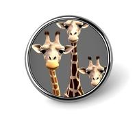 Spilla rotonda con tre giraffe da 2,5 cm, spilla decorativa in metallo circolare, per uomini e donne, camicia, cappello, vestiti, zaini, regali