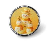 Spilla rotonda con tre pupazzo di neve con stelle su gialli, per uomo e donna, alla moda, accessorio per colletto, giacca, zaino