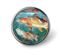 Spilla rotonda con trota di mare rossa, spilla da bavero, spilla da cravatta per donne, uomini, impiegati, insegnanti, decorazioni