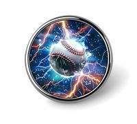 Spilla rotonda da baseball con fulmine grafico 3D, spilla da bavero, spilla da cravatta per donne, uomini, impiegati, insegnanti, decorazioni