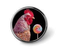 Spilla rotonda da bavero a forma di gallo con lecca-lecca e succhia-cazzo, accessorio per abbigliamento uomo e donna