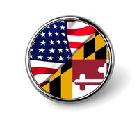 Spilla rotonda da bavero con bandiera degli Stati Uniti e dello Stato del Maryland, ideale per abbigliamento e accessori di gioielleria.