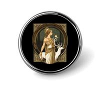 Spilla rotonda da bavero con dea, ispirata alla mitologia, per vestiti, borse, zaini e cappelli.