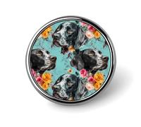 Spilla rotonda da bavero con motivo floreale di Pointer tedesco a pelo corto, spilla per cravatta, cappello, abbigliamento, gioielli e accessori.