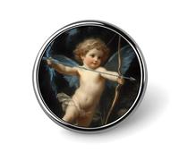 Spilla rotonda da bavero con soggetto Cupido, Dio dell'Amore e Mitologia, porta distintivi per vestiti, borse, zaini e cappelli.
