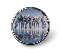 Spilla rotonda da bavero con zebra che beve acqua, spilla/distintivo per abbigliamento e accessori di gioielleria.
