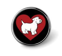 Spilla rotonda da bavero per amanti del Sealyham Terrier bianco, bottone, spilla, distintivo per cravatta, cappello, abbigliamento, gioielli e accessori.