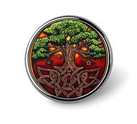 Spilla rotonda da bavero Wicca Tree Life Yule Magic Pagan, decorazione per abbigliamento e borse, ideale per donne e uomini, regalo personalizzato per matrimoni, 25 mm