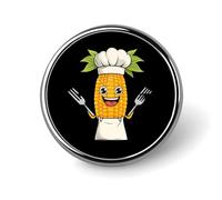 Spilla rotonda da chef a forma di pannocchia di mais, spilla da bavero, cravatta e abiti, accessori per matrimoni, compleanni, per uomini e donne