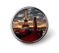 Spilla rotonda da donna con Torre Eiffel di Parigi, spilla per zaino, giacche, cappelli, decorazione