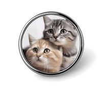 Spilla rotonda decorativa a forma di gatto, in lega di alluminio resistente, leggera per camicie, giacche, cappelli, uniformi, 2,5 cm