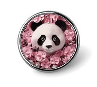 Spilla rotonda decorativa a forma di panda, in lega di alluminio resistente, leggera per camicie, giacche, cappelli, uniformi, 2,5 cm