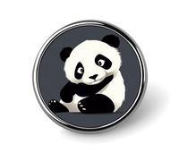 Spilla rotonda decorativa a forma di panda, in lega di alluminio resistente, leggera per camicie, giacche, cappelli, uniformi, 2,5 cm