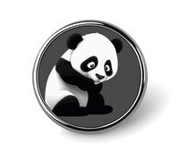 Spilla rotonda decorativa a forma di panda, in lega di alluminio resistente, leggera per camicie, giacche, cappelli, uniformi, 2,5 cm