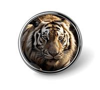 Spilla rotonda decorativa a forma di tigre, in lega di alluminio resistente, leggera per camicie, giacche, cappelli, uniformi, 2,5 cm