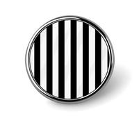 Spilla rotonda decorativa a righe bianche e nere, in lega di alluminio resistente, leggera per camicie, giacche, cappelli, uniformi, 2,5 cm