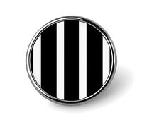 Spilla rotonda decorativa a righe bianche e nere, in lega di alluminio resistente, leggera per camicie, giacche, cappelli, uniformi, 2,5 cm