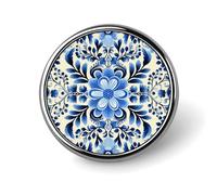 Spilla rotonda decorativa blu in lega di alluminio resistente, spilla a bottone leggera per camicie, giacche, cappelli, uniformi, 2,5 cm