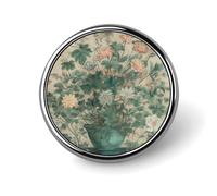 Spilla rotonda decorativa con fiori in lega di alluminio resistente, spilla leggera per camicie, giacche, cappelli, uniformi, 2,5 cm