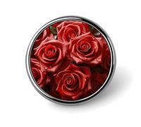 Spilla rotonda decorativa con molte rose rosse, in lega di alluminio resistente, leggera per camicie, giacche, cappelli, uniformi, 2,5 cm