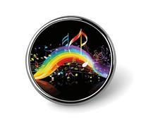 Spilla rotonda decorativa con nota musicale arcobaleno, in lega di alluminio resistente, spilla leggera per camicie, giacche, cappelli, uniformi, 2,5 cm