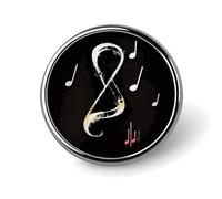 Spilla rotonda decorativa con note musicali, in lega di alluminio resistente, leggera per camicie, giacche, cappelli, uniformi, 2,5 cm