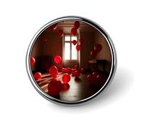 Spilla rotonda decorativa con palloncini rossi nella stanza, in lega di alluminio resistente, leggera per camicie, giacche, cappelli, uniformi, 2,5 cm