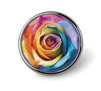 Spilla rotonda decorativa con rosa arcobaleno, in lega di alluminio resistente, leggera per camicie, giacche, cappelli, uniformi, 2,5 cm