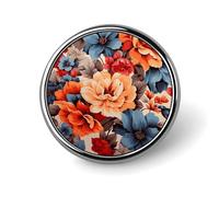 Spilla rotonda decorativa con stampa floreale, in lega di alluminio resistente, leggera per camicie, giacche, cappelli, uniformi, 2,5 cm