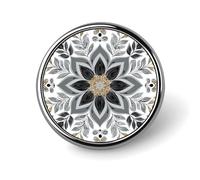 Spilla rotonda decorativa floreale grigia vintage mandala per uomo donna moda distintivo collare pin vestito giacca zaino accessori