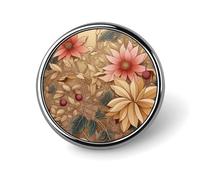 Spilla rotonda decorativa in lega di alluminio resistente, con motivo floreale, leggera, per camicie, giacche, cappelli, uniformi, 2,5 cm
