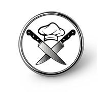 Spilla rotonda divertente con coltelli da cuoco, spilla da bavero, spilla da cravatta, decorazione per gioielli, distintivo per uomo e donna alla moda