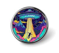 Spilla rotonda divertente UFO Alien Spilla da bavero Spilla da cravatta per donne Uomini Impiegato Insegnante Decorazione