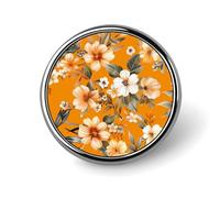 Spilla rotonda floreale arancione con bottone personalizzato, spilla da bavero per la decorazione di abbigliamento