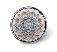 Spilla rotonda floreale mandala azzurro e beige colori per uomo donna moda distintivo collare pin vestito giacca zaino accessori