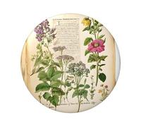 Spilla rotonda floreale nel vecchio libro - Design in latta resistente con stampa su un solo lato, perfetto per regali personalizzati e decorazione di abbigliamento, Misura unica