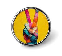 Spilla rotonda gialla con segno di pace graffiti su spilla rotonda per uomo donna moda distintivo collare pin vestito giacca zaino accessori
