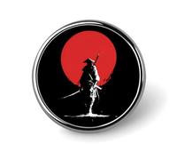 Spilla rotonda giapponese da bavero con spada da guerriero samurai, spilla per cravatta, cappello, abbigliamento, gioielli e accessori.