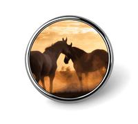 Spilla rotonda Horses in Love, spilla da bavero da 2,5 cm, resistente, non sbiadisce, versatile, spilla decorativa leggera per accessori di abbigliamento, regali personalizzati