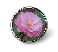 Spilla rotonda in fiore di mandorlo in metallo, personalizzata, adatta per abbigliamento, borse, cappelli, spilla stampata umoristica, decorazione per feste, accessori per uomini e donne