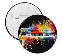 Spilla rotonda in latta colorata con tastiera di pianoforte, nota musicale, grande, adatta per insegnanti, infermieri, medici, personale, accessori regalo per feste, 1PCS, Plastica, plastica