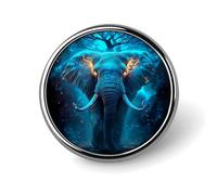 Spilla rotonda in lega di alluminio con patchwork di elefante blu fosforescente, spilla decorativa per giacche, zaini, cappelli, camicie, elegante accessorio da bavero in metallo per uomo e donna, 2,5