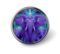 Spilla rotonda in lega di alluminio con patchwork di elefante magico in cristallo viola, ideale per giacche, zaini, cappelli, camicie. Elegante spilla da bavero in metallo per uomo e donna. 2,5 cm.