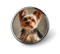 Spilla rotonda in lega di alluminio con simpatico cane Yorkshire Terrier e cucciolo di bassotto, ideale come accessorio decorativo per giacche, zaini, cappelli, camicie, elegante spilla da bavero in m
