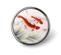 Spilla rotonda in lega di alluminio di alta qualità, a forma di carpa rossa, accessorio regalo, emblema in metallo leggero per uomini e donne, durevole e alla moda per cappelli, giacche, zaini