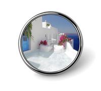 Spilla rotonda in lega di alluminio di alta qualità, bianca romantica spilla del Mar Egeo, accessorio regalo, emblema in metallo leggero per uomini e donne, spilla resistente e alla moda per cappelli