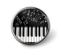 Spilla rotonda in lega di alluminio di alta qualità, chiavi di pianoforte con note musicali, accessorio regalo, emblema in metallo leggero per uomini e donne, spilla resistente e alla moda per