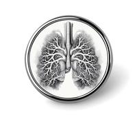 Spilla rotonda in lega di alluminio di alta qualità, con immagine vettoriale a forma di polmoni, accessorio da regalo, emblema in metallo leggero per uomini e donne, durevole e alla moda per cappello
