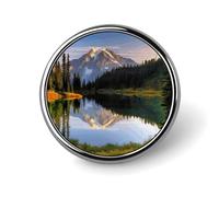 Spilla rotonda in lega di alluminio di alta qualità, con immagini di montagne e laghi, accessorio da regalo, emblema in metallo leggero per uomini e donne, durevole e alla moda per cappelli, giacche