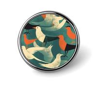 Spilla rotonda in lega di alluminio di alta qualità, con motivo stormo di uccelli, accessorio da regalo, emblema in metallo leggero per uomini e donne, durevole e alla moda per cappello, giacca, zaino